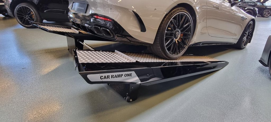 Close up van car ramp one